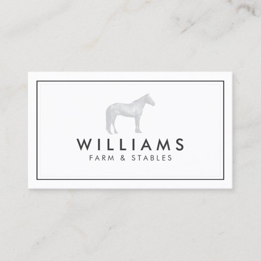 Cheval gris - Agriculture, Fermier Carte de visite (Devant)