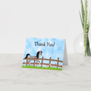 Cheval gris avec Merci de fleurs mignonnes