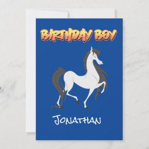 Cheval gris bleu Invitation d'anniversaire