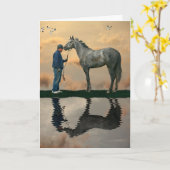 Cheval Gris Et Merci Gris Pet Carte De Séjour (Fleur jaune)