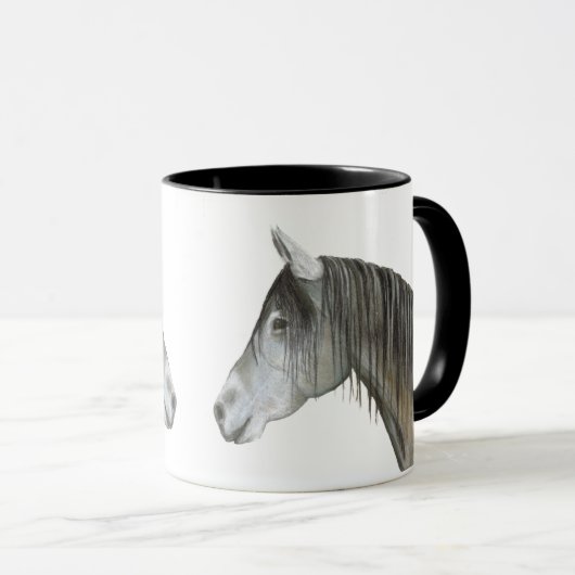 Cheval gris Mug magique (Devant droit)
