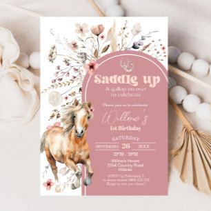 Cheval Invitation Anniversaire Boho Horse Fleur sa