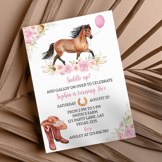 Cheval Invitation Anniversaire Cowgirl