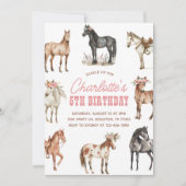 Cheval Invitation Anniversaire Rose Floral Pony In (Devant)
