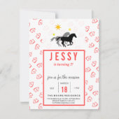 Cheval Invitations Anniversaire Coral Rouge (Devant)