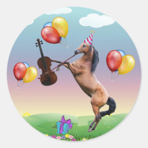 Cheval Jouant aux stickers Violon