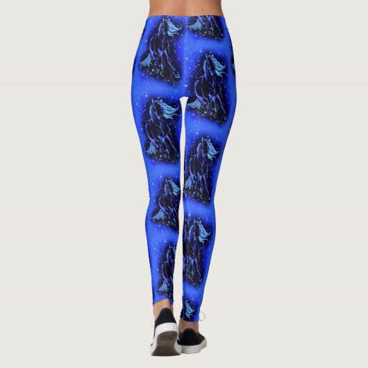 Cheval Leggings Courir Dans Bleu Starry Nuit (Dos)