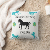 Cheval Lover lance un oreiller avec un nom personn (Couverture)