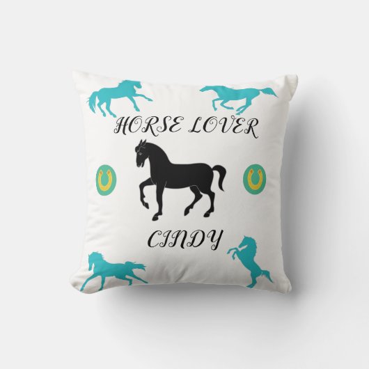 Cheval Lover lance un oreiller avec un nom personn (Recto)