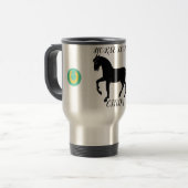 Cheval Lover voyage mug avec un nom personnalisé. (Devant gauche)
