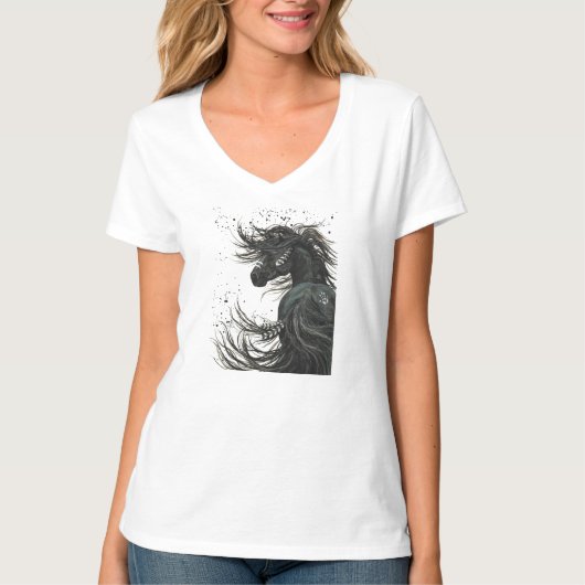 Cheval majestueux de mustang par le T-shirt de (Devant)
