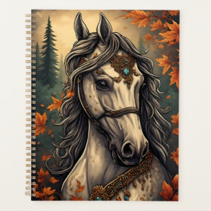 Cheval majestueux orné de bijoux dorés