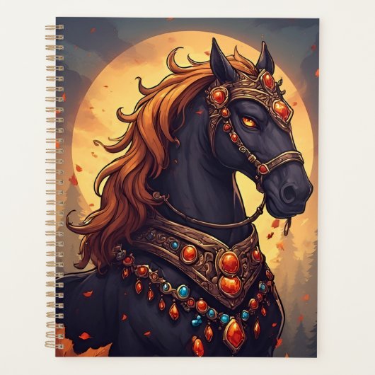 Cheval majestueux orné de bijoux dorés (Devant)