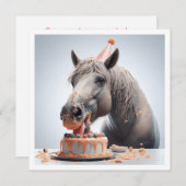 Cheval manger gâteau invitation anniversaire, Amat (Devant / Derrière)