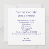 Cheval manger gâteau invitation anniversaire, Amat (Dos)