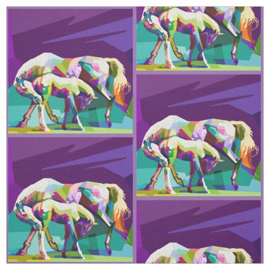 Cheval Mare Et Colt Imprimé Tissu 4,5" (Échantillon)