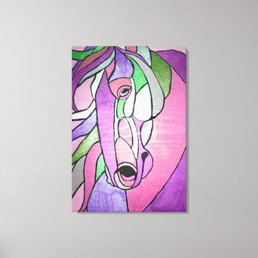Cheval métallique en toile rose (Recto)