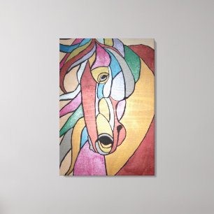 Cheval métallique sur toile