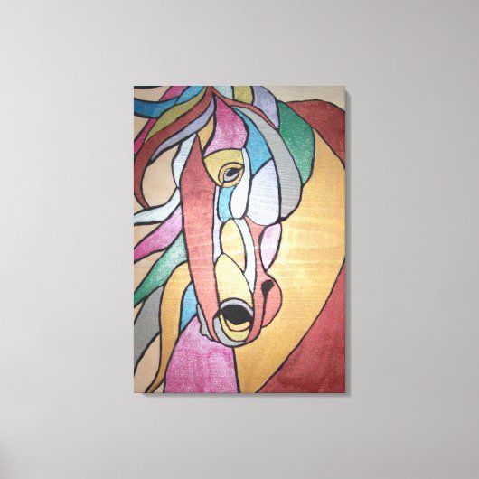 Cheval métallique sur toile (Recto)