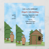 Cheval mignon et Cabine Invitation d'anniversaire (Devant / Derrière)