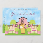 Cheval mignon, grange et jardin Invitation d'anniv (Devant / Derrière)
