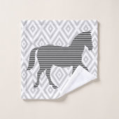 Cheval - motif géométrique - noir et gris (Gant de toilette)