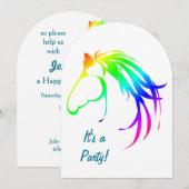 Cheval multicolore Arc-en-ciel Invitation personna (Devant / Derrière)