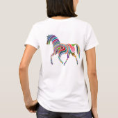 Cheval multicolore sur T-shirt féminin (Dos)