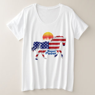 Cheval Mustang Super Power -American Flag Design T