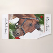 Cheval Noël mignon Pony équin équestre équestre Ch (Serviette de bain)