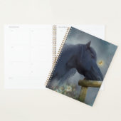 Cheval Noir Cheval Friesen - Calendrier, Planifica (Devant avec enveloppe)