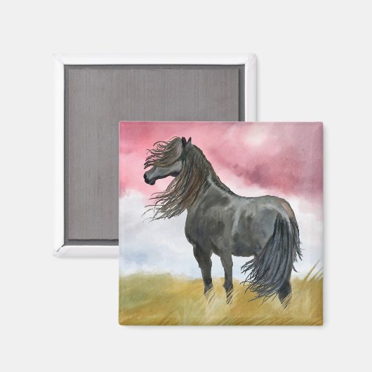 Cheval noir dans Field Magnet (Recto/Verso)