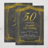 Cheval noir et or Adulte Invitation d'anniversaire (Devant / Derrière)