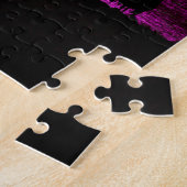 Cheval noir se cabrant Puzzle ciel violet (Côté)