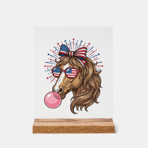 Cheval Patriotique Bubble Gum Vintage Vector T-Shi