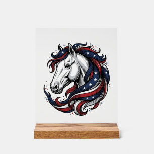 Cheval Patriotique Gravure Vintage Art Vectoriel