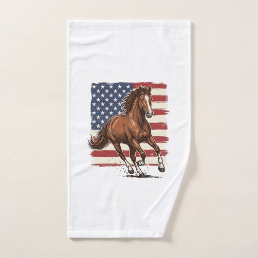 Cheval Patriotique Vintage Western Vector Design_1 (Serviette à main)