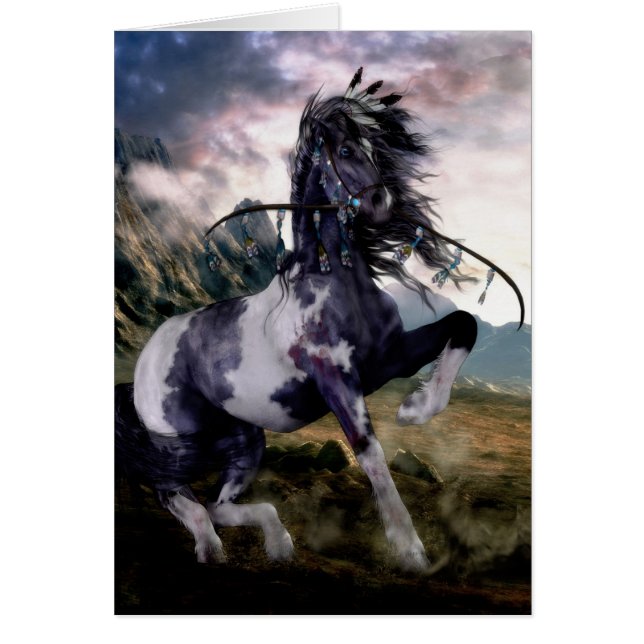 Cheval peint en bleu Apache (Devant)