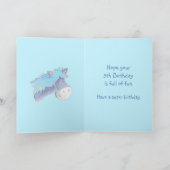 Cheval poney bleu aquarelle art Anniversaire Carte (Intérieur)