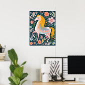 cheval poney fleuri magique poster de chambre pour (Bureau à domicile)