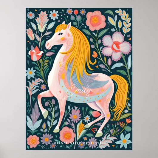 cheval poney fleuri magique poster de chambre pour (Devant)