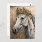 Cheval portant une carte postale de couronne de fl (Devant / Derrière)