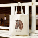 Cheval portrait cowgirl équestre personnalisée<br><div class="desc">Cheval portrait cowgirl équestre nom personnalisé sac fourre-tout,  cheval amoureux cadeau,  cadeau pour les filles</div>