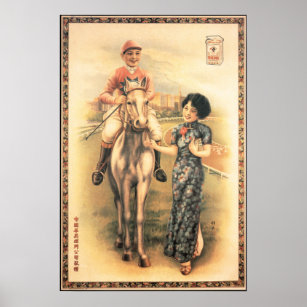 Cheval Race Femmes Vieux Shanghai Cigarette Poster