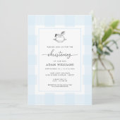 Cheval Rocher bleu En vichy Christening Invitation (Debout devant)