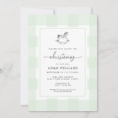 Cheval Rocher Vert En vichy Christening Invitation (Devant)