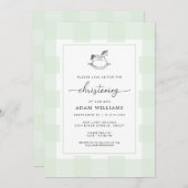 Cheval Rocher Vert En vichy Christening Invitation (Devant / Derrière)