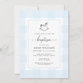 Cheval Rocheux Bleu En vichy Baptême Invitation (Devant)