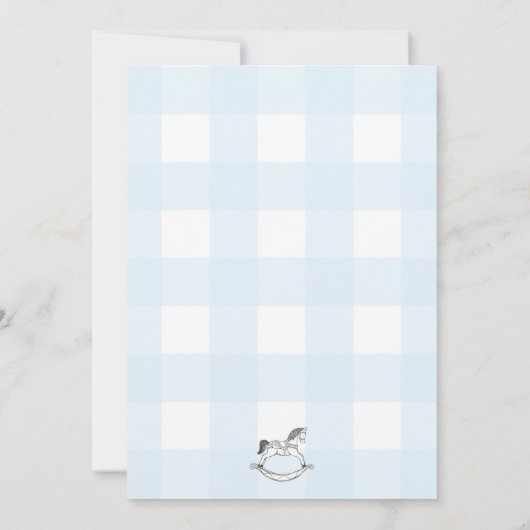 Cheval Rocheux Bleu En vichy Baptême Invitation (Dos)