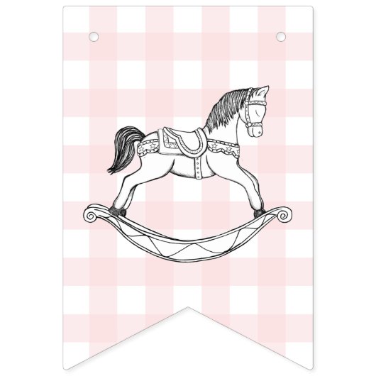 Cheval Rocheux Rose En vichy Anniversaire Bannière (Premier drapeau)